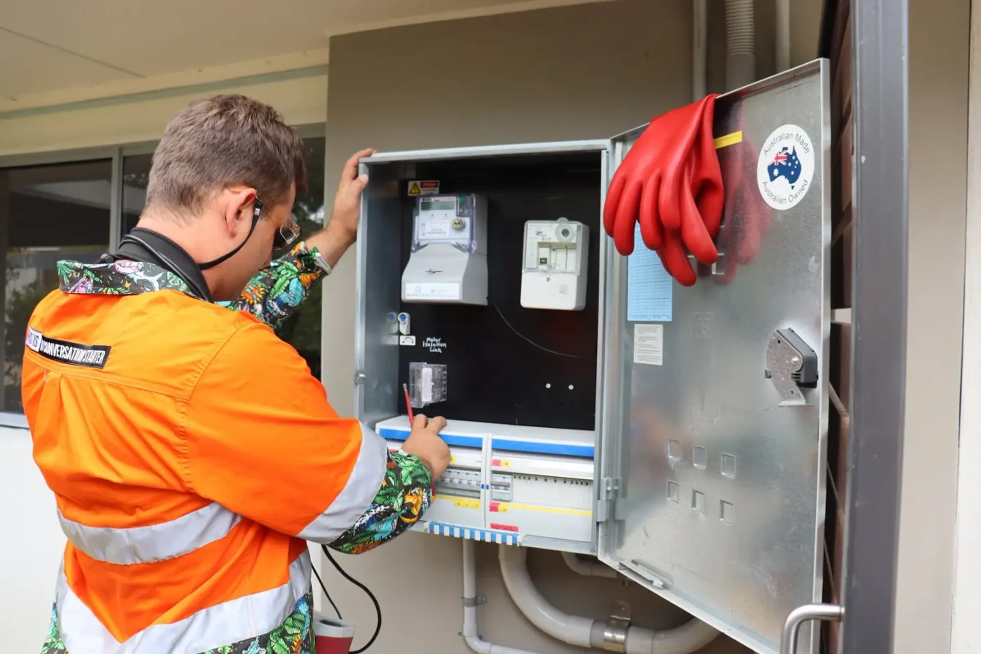 Bannan electrician testing the electrical switchboard at a home